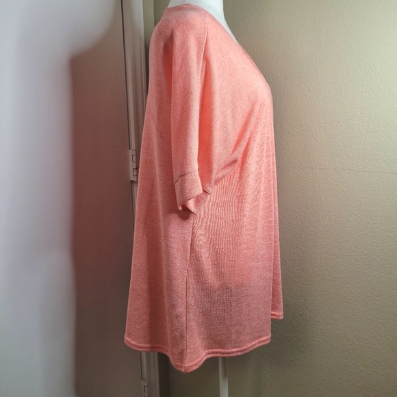 Torrid Cardigan Womens Sz 0 Orange Short Dolman Sleeve Hacci Open Front Stretchy - Picture 2 of 5